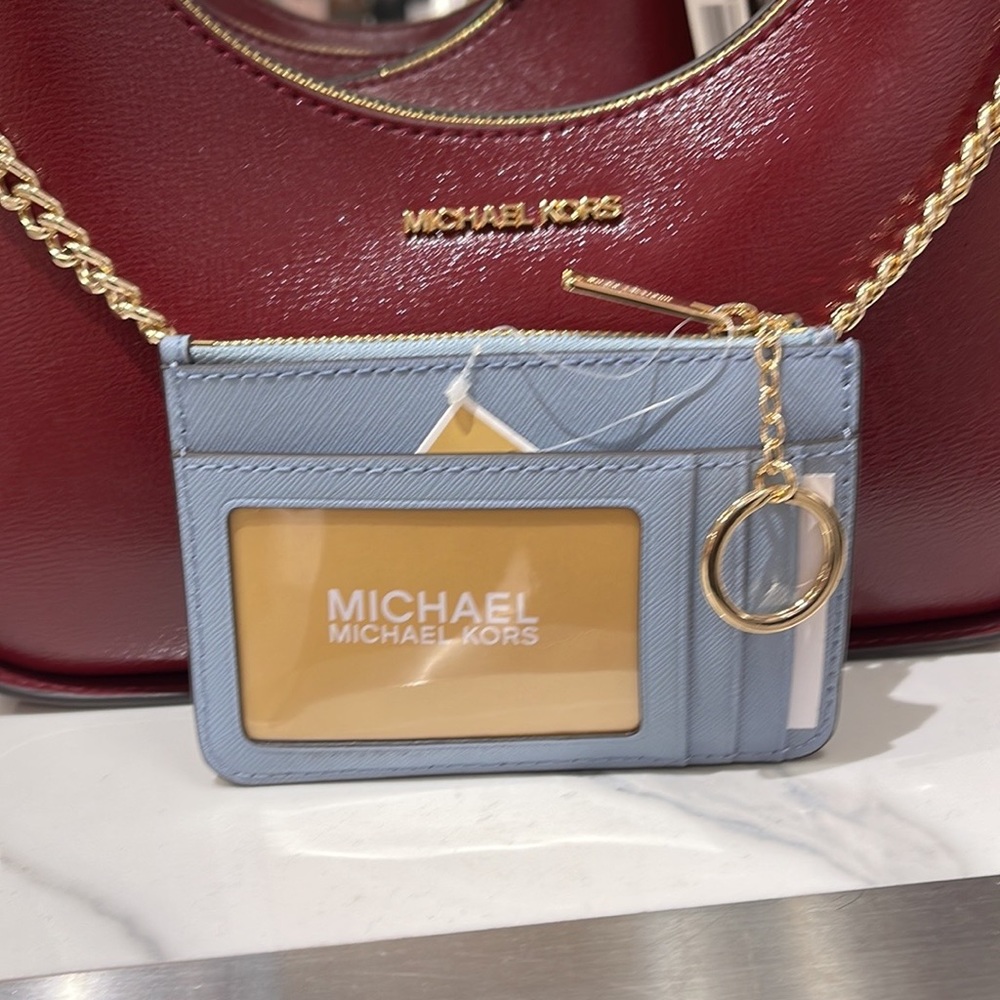 MICHAEL KORS SMALL TOP ZIP COINPOUCH WITH ID CARD CASE WALLET 
PALE BLUE
NWT - Picture 2 of 16